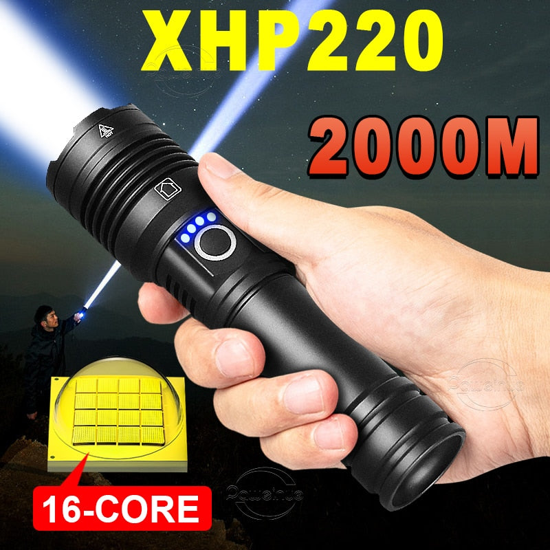 XHP50 LED Flashlight High Power Camping Fishing Torch USB Rechargeable  18650 Tactical Lantern Portable Waterproof Zoom Light